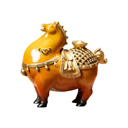 B-TP-HJ-A053-2 纯铜马上有钱盘香炉礼盒款-祥瑞橙/富贵红 商品图0