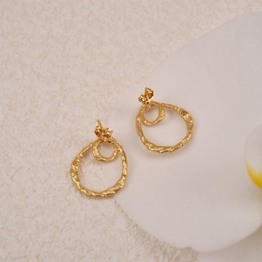 北京仓｜Agapee-KYTHERA-金色 两个圆环 锤纹 耳环［法国设计师］ 商品图6