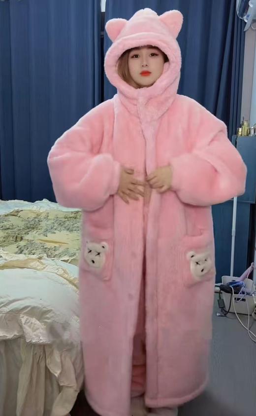 像被子一样厚的睡袍！！（赠送同款裤子）巨厚比羽绒服暖！长袍睡衣-喜出 商品图5