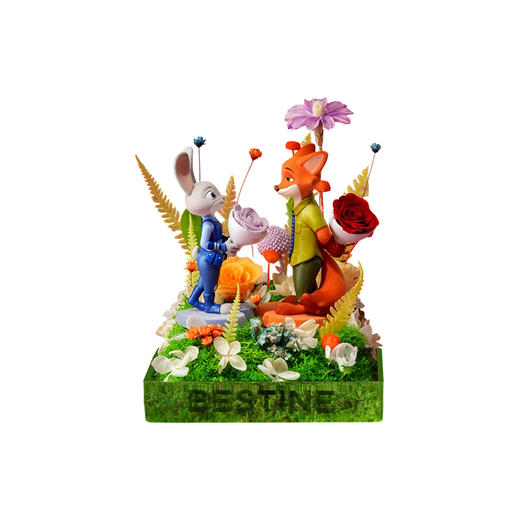 VBEINGS花语 迪士尼疯狂动物城朱迪尼克永生花礼盒摆件生日礼物 商品图0