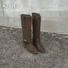 预售|Safiya/索菲娅2025波嬉风时尚通勤及膝尖头加绒复古高筒西部靴SFD4119M01 商品缩略图1