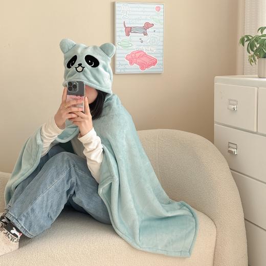 自然醒带帽披肩毯子熊猫和熊午休毯带帽毯JY 商品图7
