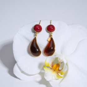 北京仓｜Loulou de la Falaise-LARMES-车厘子枫糖 双色 耳环［法国设计师］