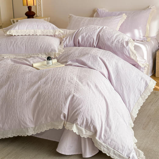 自然醒长绒棉立体提花花边款四件套-星糖物语HS 商品图8