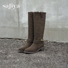 预售|Safiya/索菲娅2025波嬉风时尚通勤及膝尖头加绒复古高筒西部靴SFD4119M01 商品缩略图3