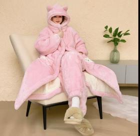 像被子一样厚的睡袍！！（赠送同款裤子）巨厚比羽绒服暖！长袍睡衣-喜出