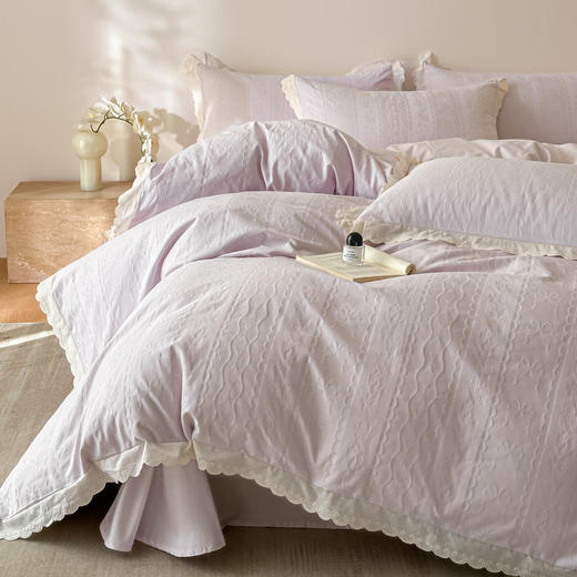 自然醒长绒棉立体提花花边款四件套-星糖物语HS 商品图7