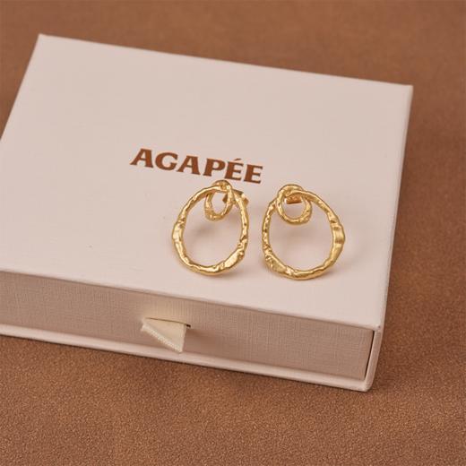 北京仓｜Agapee-KYTHERA-金色 两个圆环 锤纹 耳环［法国设计师］ 商品图5