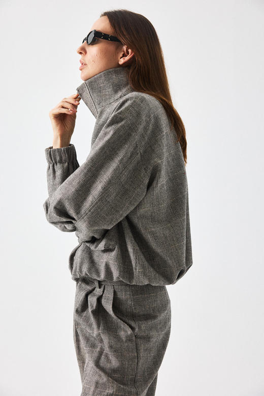 羊毛格纹外套 商品图1