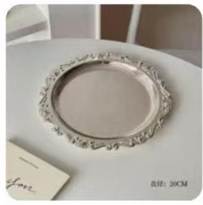 圆形银色雕花托盘15cm/1*1个 商品图0