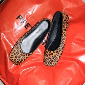 PRETTY RIVER马毛豹纹方头芭蕾鞋