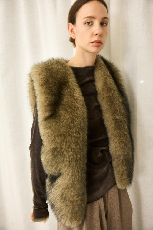 环保毛长款马甲 商品图3