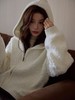 女王节抢购价-不支持退 清！不支持退货 【自营】超值促→冬季新品毛巾圈圈连帽毛衣开衫女气质优雅通勤双色-喜出 商品缩略图0