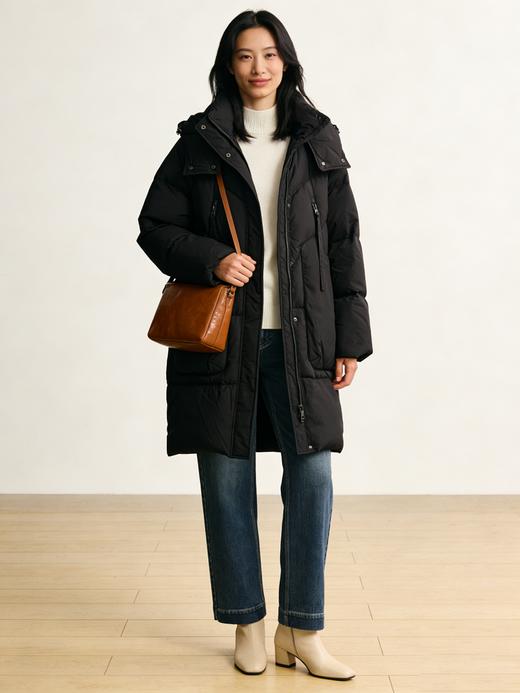 安诺Sakura Sprite【倍暖羽绒】弧形口袋连帽休闲羽绒服	LDWGY121 商品图2