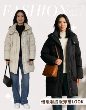 安诺Sakura Sprite【倍暖羽绒】弧形口袋连帽休闲羽绒服	LDWGY121