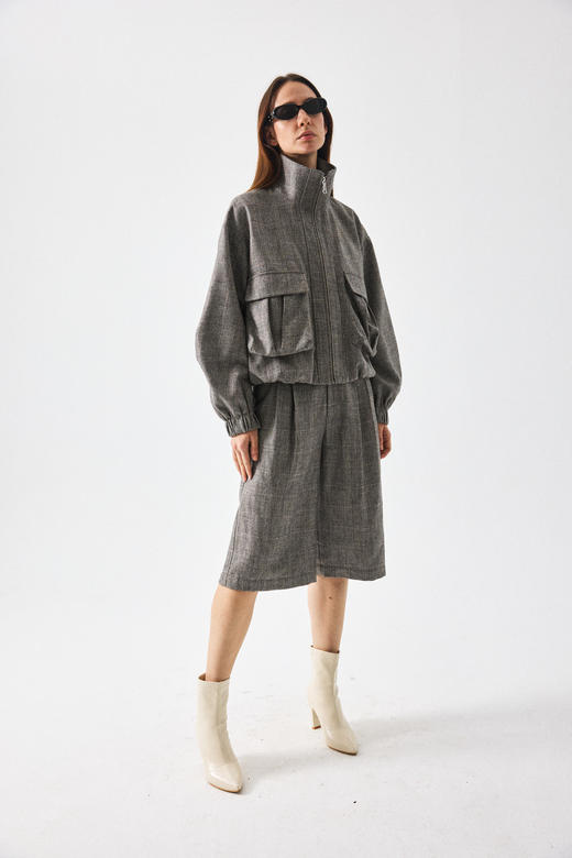 羊毛格纹七分裤 商品图0