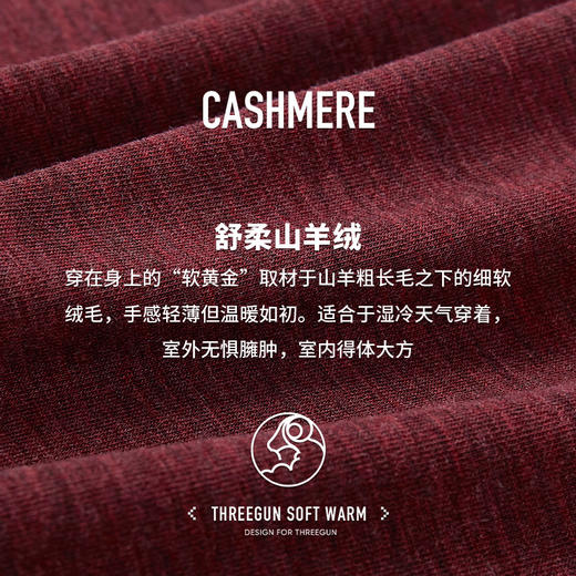 Threegun三枪 【舒柔山羊薄绒】V领男士长袖上衣打底衫-23899A021 商品图14