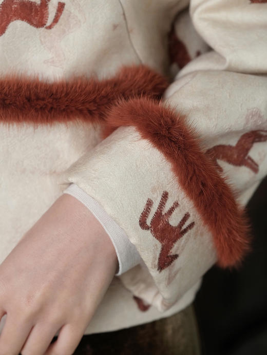 盛唐婧 | 新中式马上有钱纹丝毛夹棉外套-米橙 商品图3