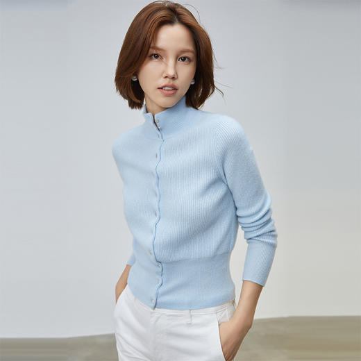 VogoPetite亲肤舒适显瘦半高领收腰开衫100%山羊绒BP133F1701 商品图4