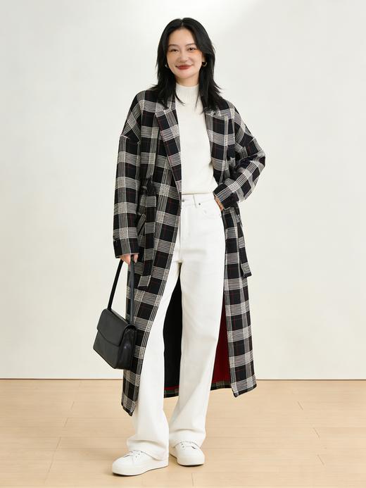 【S1】臣禾格纹大衣 9357840841 商品图0