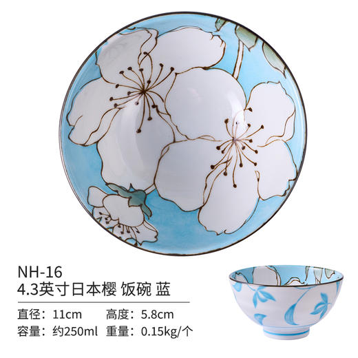 美浓烧日本进口釉下彩三峰樱花深盘8英寸微波炉专用盘美浓烧蓝染牡丹樱花散件 商品图6