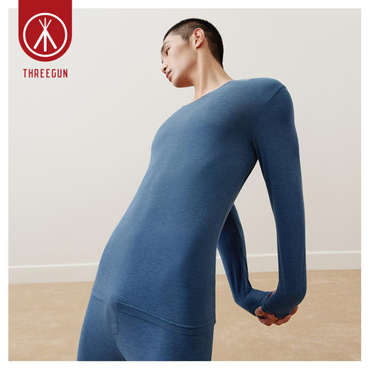 Threegun三枪 【舒柔山羊薄绒】V领男士长袖上衣打底衫-23899A021 商品图6