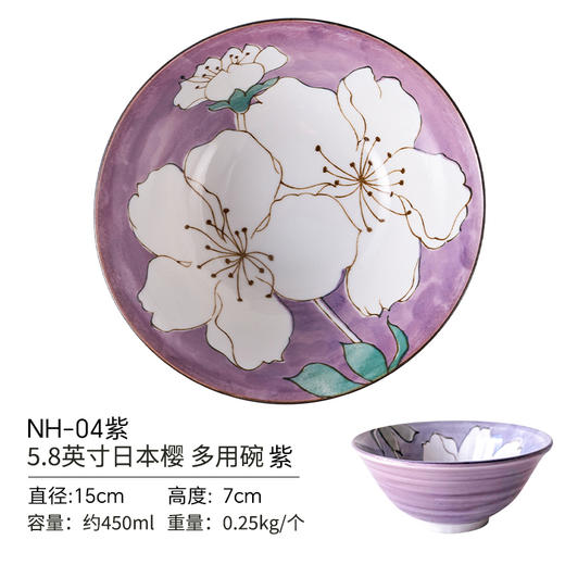 美浓烧日本进口釉下彩三峰樱花深盘8英寸微波炉专用盘美浓烧蓝染牡丹樱花散件 商品图7