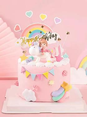 【独角兽女孩】叮当CAKE爆款儿童蛋糕-鲜果奶油蛋糕