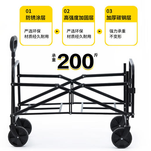 【清凉购特价299】君华仕铃兰手推车户外露营车-米白120L 商品图4