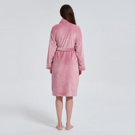 【专柜多样屋】雪柔双面法兰绒家居袍浴袍睡袍幻影黑/玫瑰粉L 商品图5