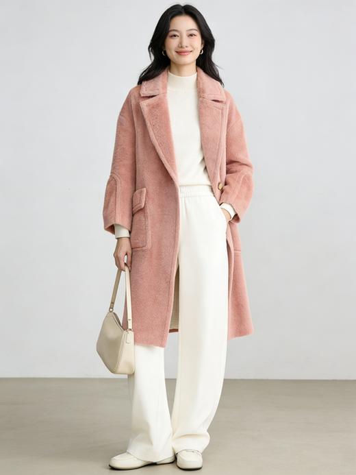 重磅福利【粉M1】臣禾 一粒扣苏力羊毛大衣K214081117 商品图1