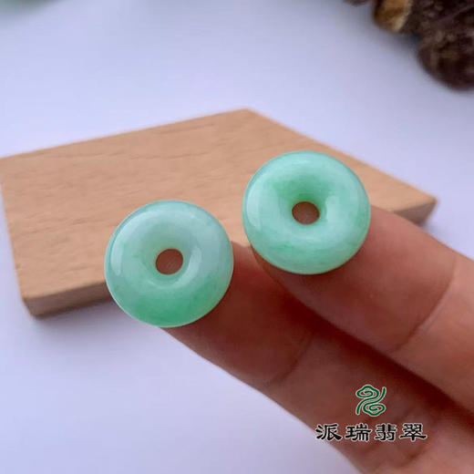 派瑞翡翠 翡翠平安扣耳饰 糯种 满绿 商品图3