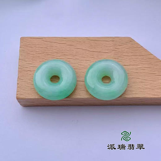 派瑞翡翠 翡翠平安扣耳饰 糯种 满绿 商品图0