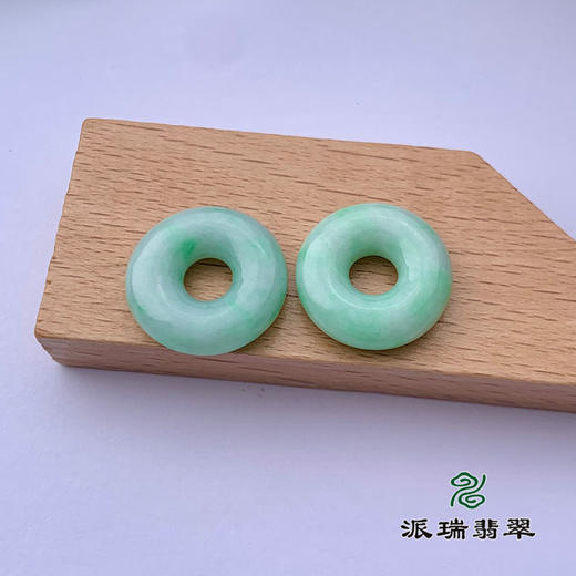 派瑞翡翠 翡翠平安扣耳饰 糯种 满绿 商品图0