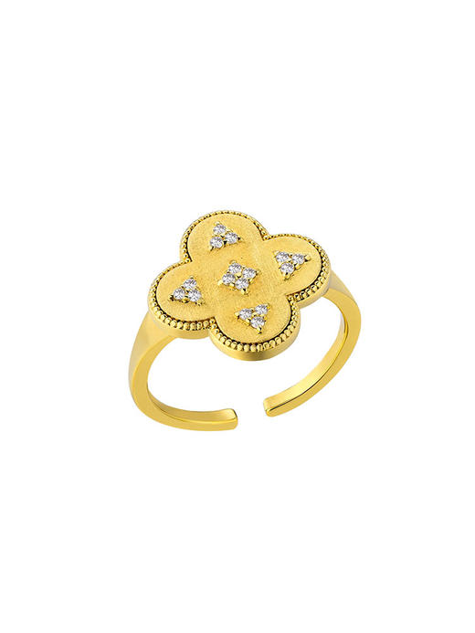 北京仓｜MYA-BAY-LUCKY-四叶草 金色 锆石 幸运 戒指［比利时设计师］ 商品图0