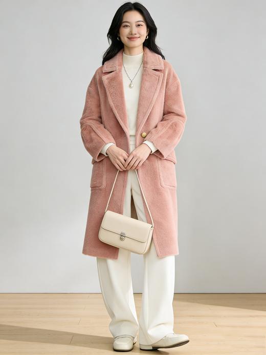 重磅福利【粉M1】臣禾 一粒扣苏力羊毛大衣K214081117 商品图3