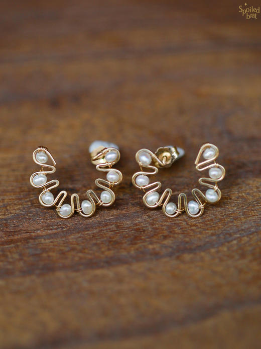 SpoiledBrat Jewelry蜿蜒的半圈系列 |坦桑石珍珠耳环 商品图7