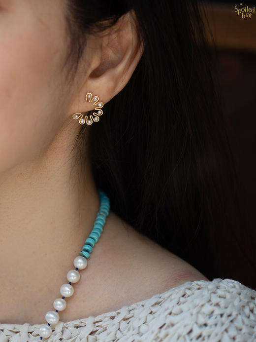 SpoiledBrat Jewelry蜿蜒的半圈系列 |坦桑石珍珠耳环 商品图6