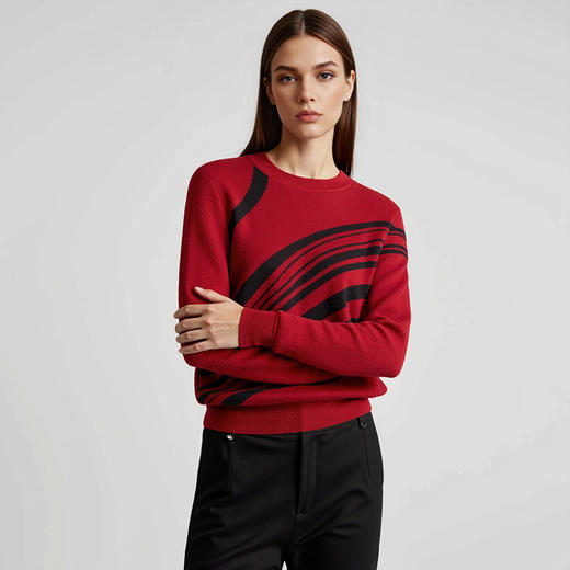 EITIE爱特爱冬季新款高级感印花显瘦百搭针织衫上衣7601309 商品图9