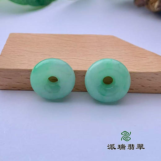 派瑞翡翠 翡翠平安扣耳饰 糯种 满绿 商品图1