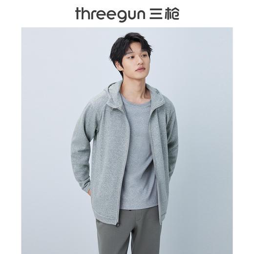 Threegun三枪 【超密绒】连帽长袖男士休闲开衫上衣-81895A011 商品图5