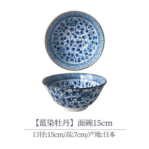 美浓烧日本进口釉下彩三峰樱花深盘8英寸微波炉专用盘美浓烧蓝染牡丹樱花散件 商品图9