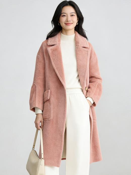 重磅福利【粉M1】臣禾 一粒扣苏力羊毛大衣K214081117 商品图0