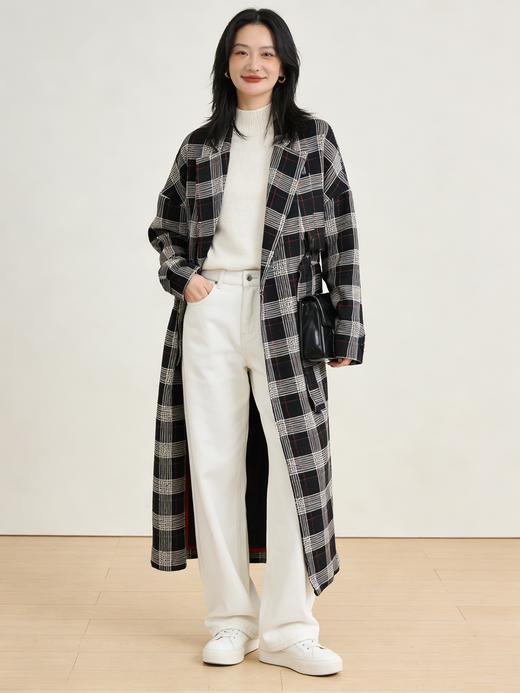 【S1】臣禾格纹大衣 9357840841 商品图1