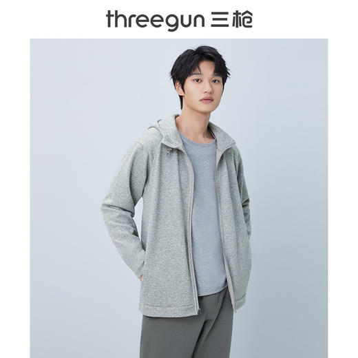 Threegun三枪 【超密绒】连帽长袖男士休闲开衫上衣-81895A011 商品图4