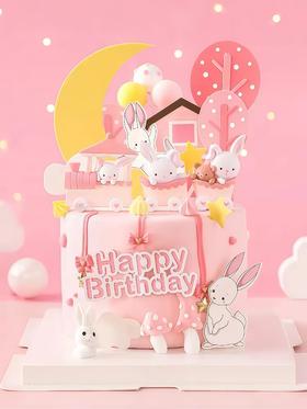 【兔兔粉色火车】叮当CAKE爆款儿童蛋糕-鲜果奶油蛋糕