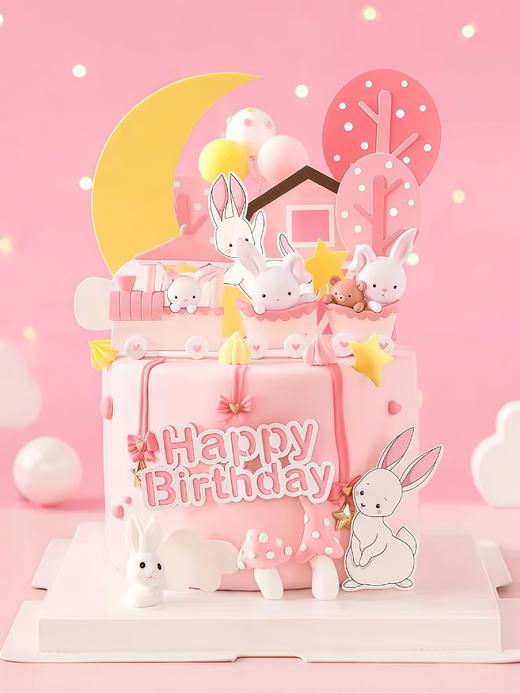 【兔兔粉色火车】叮当CAKE爆款儿童蛋糕-鲜果奶油蛋糕 商品图0