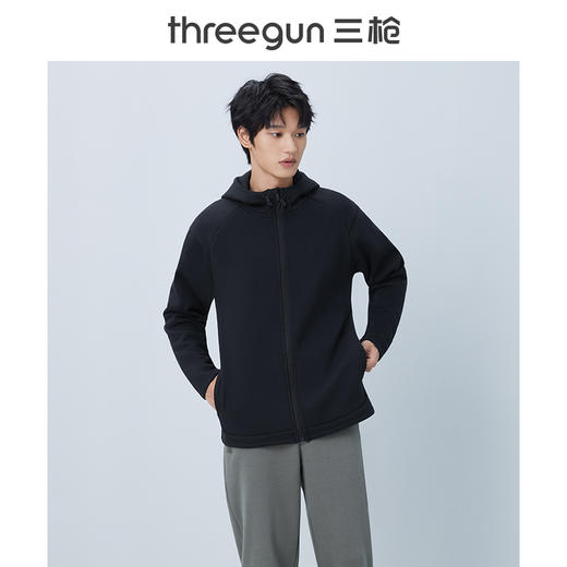 Threegun三枪 【超密绒】连帽长袖男士休闲开衫上衣-81895A011 商品图0