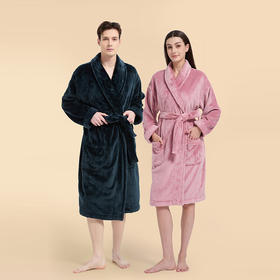 【专柜多样屋】雪柔双面法兰绒家居袍浴袍睡袍幻影黑/玫瑰粉L