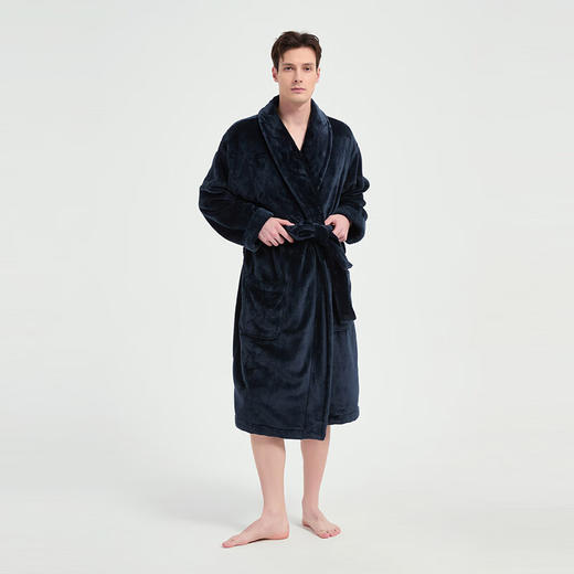 【专柜多样屋】雪柔双面法兰绒家居袍浴袍睡袍幻影黑/玫瑰粉L 商品图6